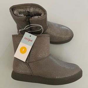 Cat & Jack Holland Girls Glitter Gray Boots & Girls' Cozy Rib Leggings - 10-12
